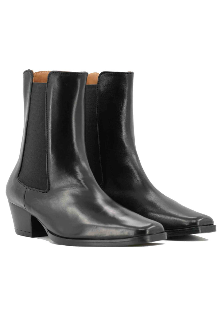 Spatarella Stivaletti BT1695 boot donna in pelle nera punta quadra con tacco in cuoio Vendita calda