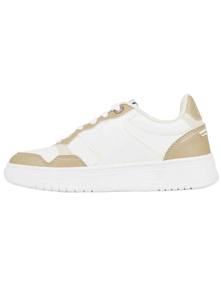 Spatarella Sneakers donna in eco pelle vintage bianco e bronzo Offerta migliore