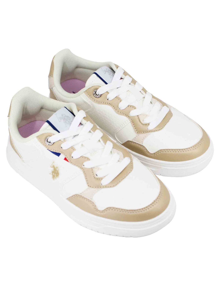Spatarella Sneakers donna in eco pelle vintage bianco e bronzo Offerta migliore