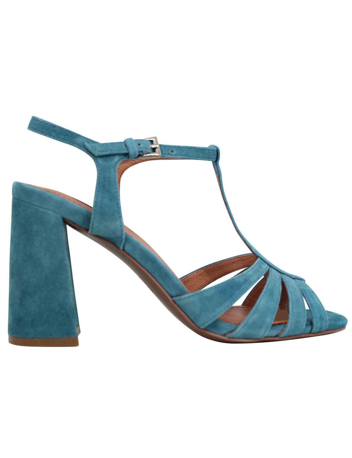 Spatarella Sandali donna slingback in camoscio turchese con tacco alto e punta quadra Azalea Latest fashion