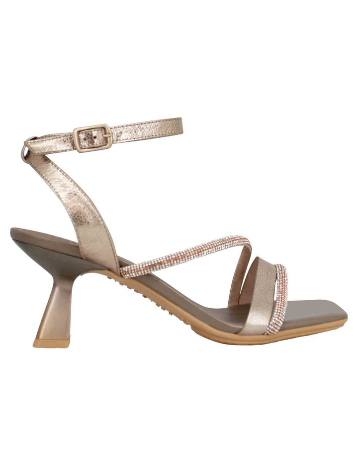 Spatarella Sandali donna in pelle bronzo con punta quadra e cinturino alla caviglia Online Outlet
