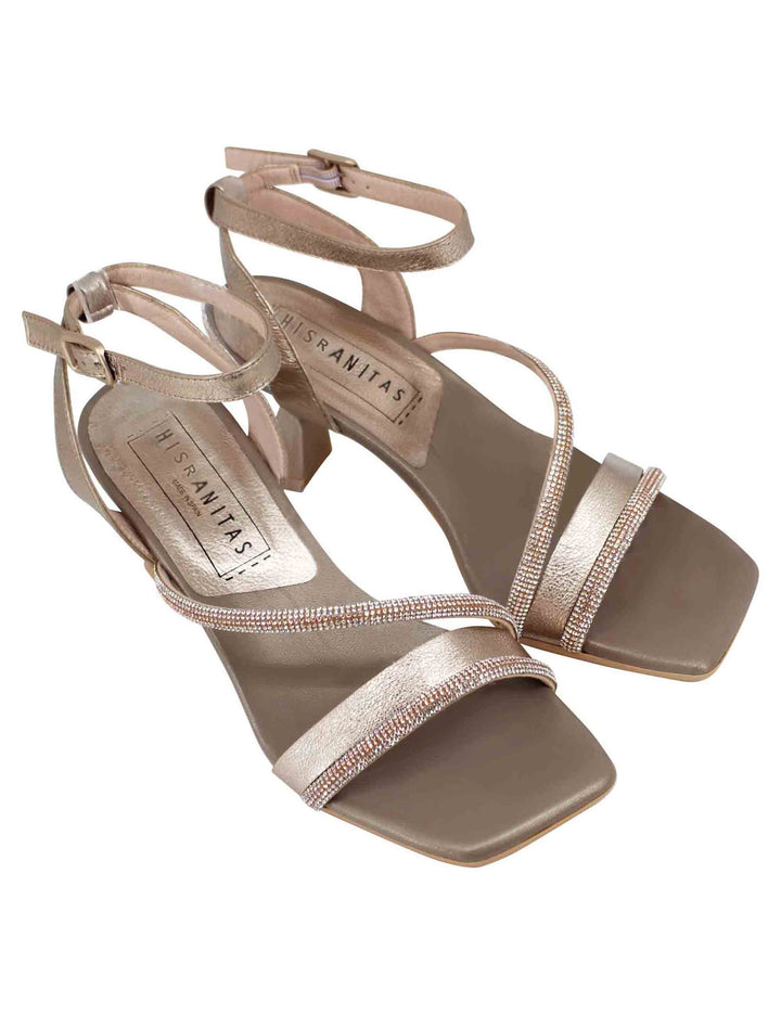 Spatarella Sandali donna in pelle bronzo con punta quadra e cinturino alla caviglia Online Outlet