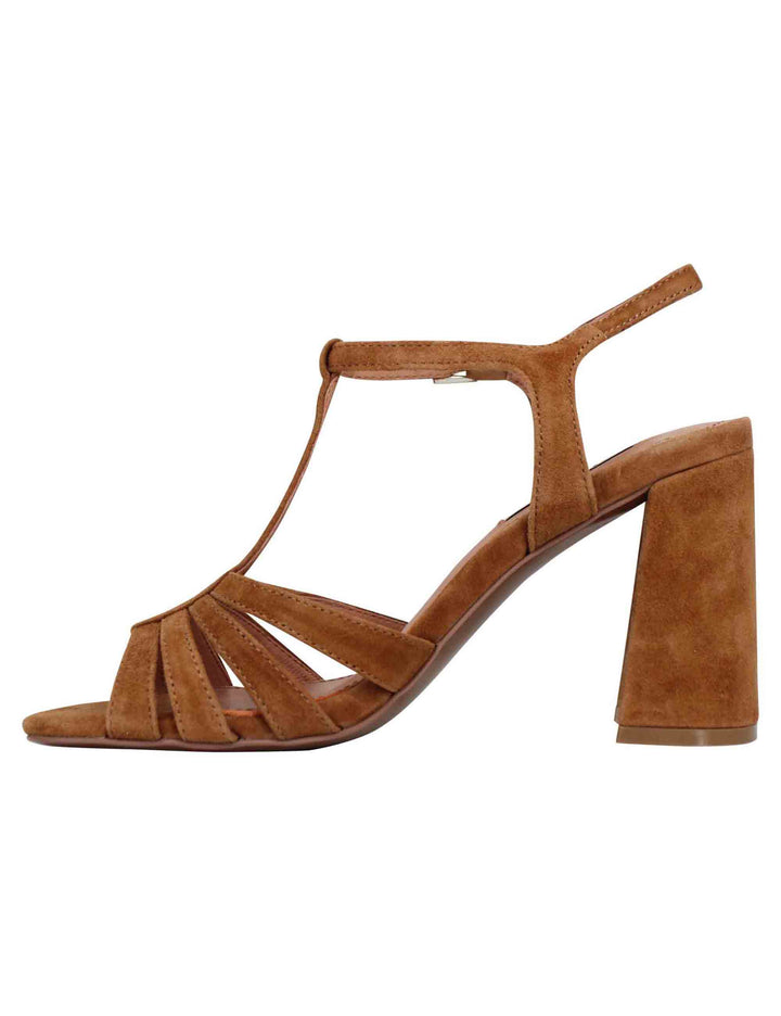 Spatarella Sandali donna slingback in camoscio cuoio con tacco alto e punta quadra Azalea Nuovi prodotti