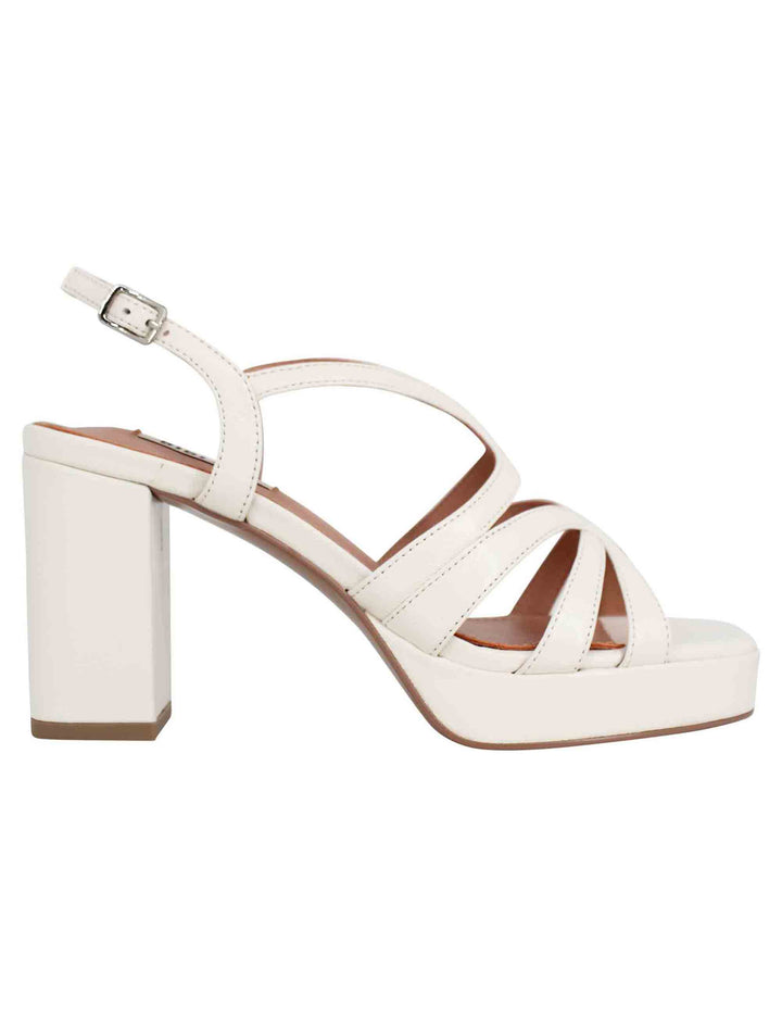 Spatarella Sandali slingback donna in vernice bianca con tacco plateau e punta quadra Bestseller