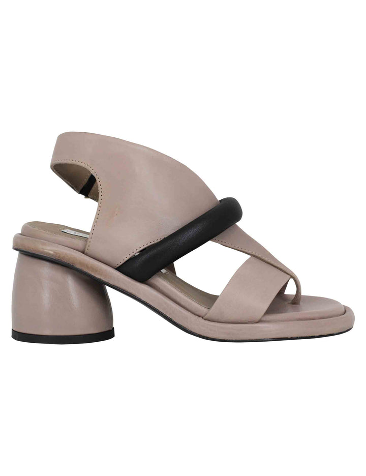 Spatarella Sandali infradito donna in pelle taupe con punta tonda Sconti VIP