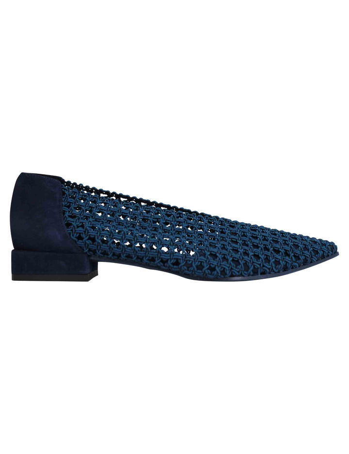 Spatarella Decollete donna in tessuto blu elasticizzato tacco basso Super Saving Price