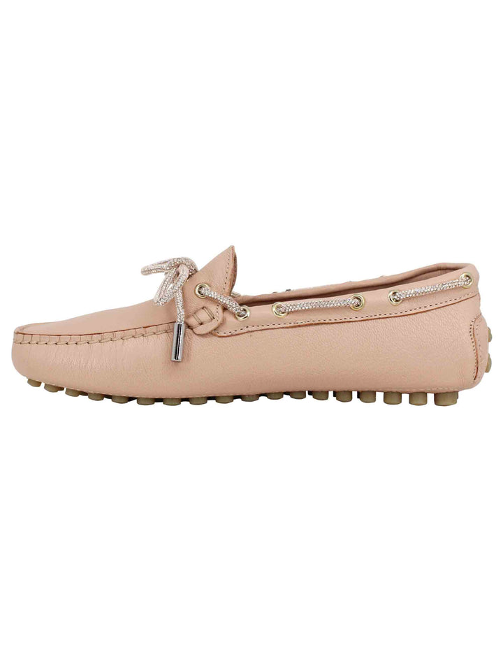 Spatarella Mocassini donna in pelle rosa con fiocco in strass Offerta settimanale