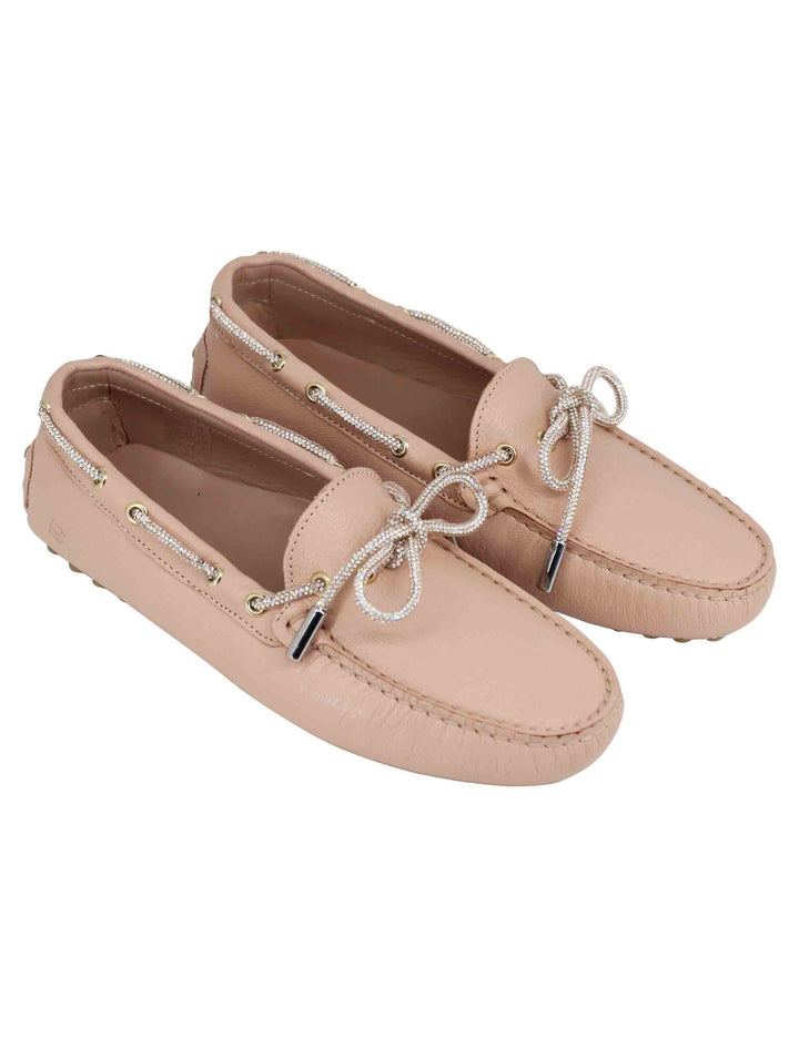 Spatarella Mocassini donna in pelle rosa con fiocco in strass Offerta settimanale