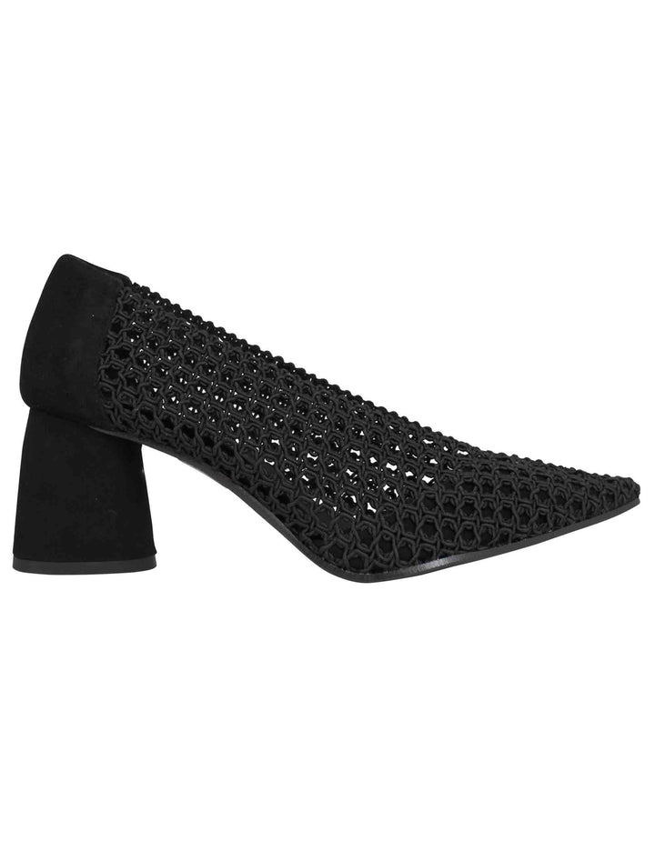 Spatarella Decollete donna in tessuto elasticizzato nero con tacco in camoscio ACQUISTA ORA