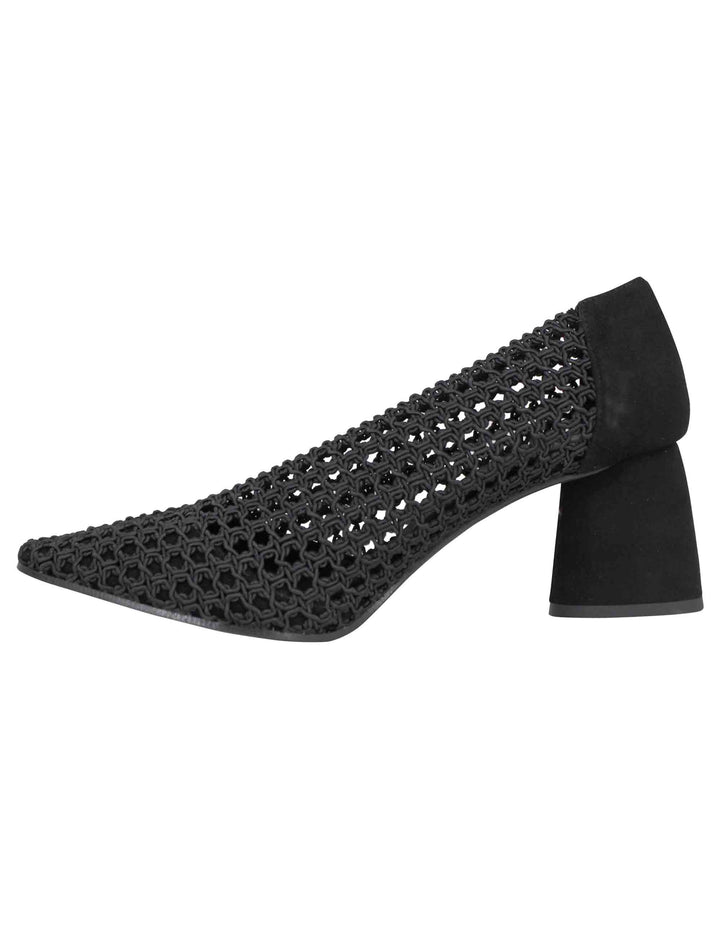 Spatarella Decollete donna in tessuto elasticizzato nero con tacco in camoscio ACQUISTA ORA