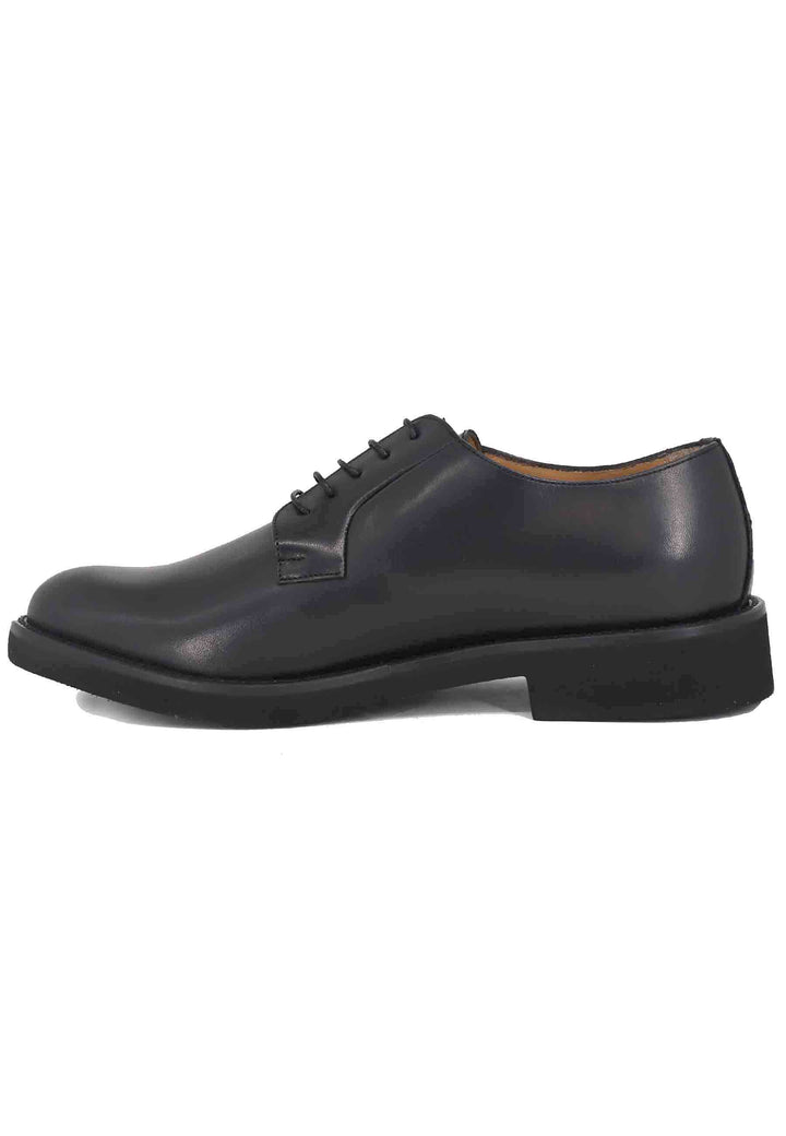 Spatarella Stringate uomo in pelle nera con suola in gomma ultra leggera e punta tonda Promozione temporanea