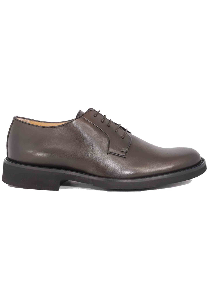 Spatarella Stringate uomo in pelle marone con suola in gomma ultra leggera e punta tonda Fino al 65% di sconto