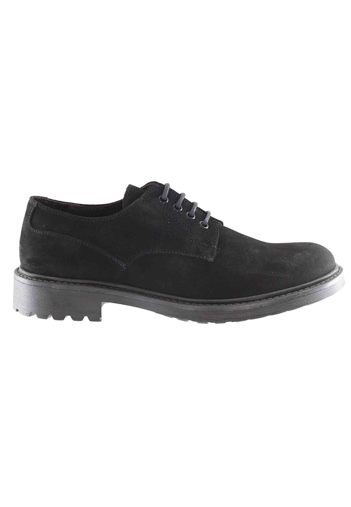 Spatarella Stringate uomo in camoscio ingrassato nero con suola in gomma Offerta speciale della fabbrica