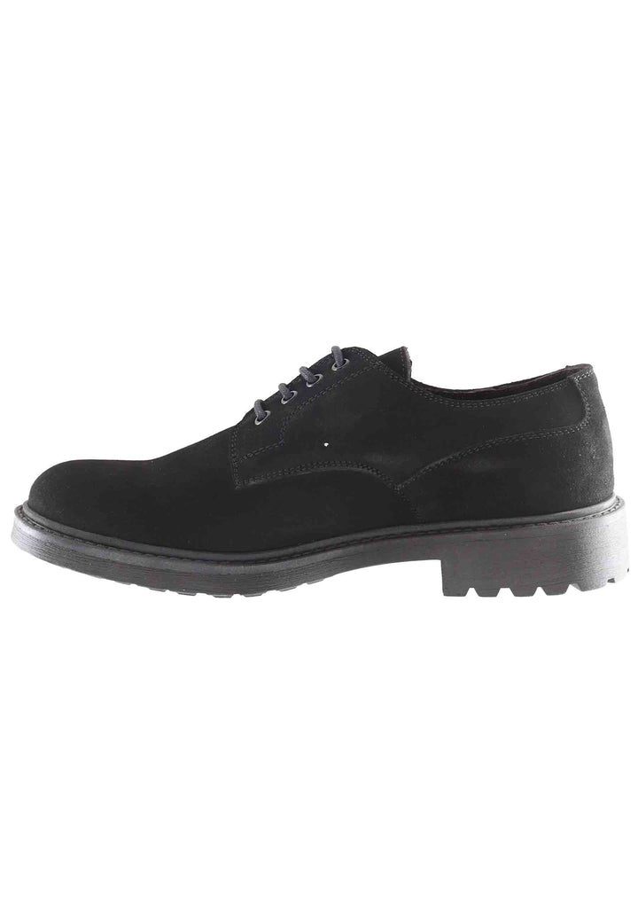 Spatarella Stringate uomo in camoscio ingrassato nero con suola in gomma Offerta speciale della fabbrica
