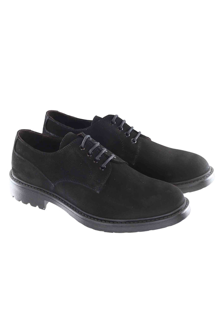 Spatarella Stringate uomo in camoscio ingrassato nero con suola in gomma Offerta speciale della fabbrica