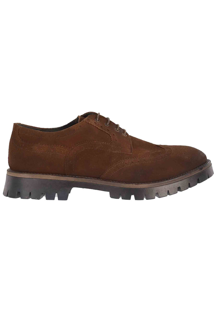 Spatarella Stringate da uomo in camoscio cuoio con impunture all'inglese e suola carrarmato Discount Store per i nuovi prodotti