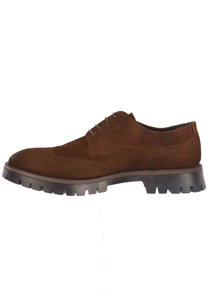 Spatarella Stringate da uomo in camoscio cuoio con impunture all'inglese e suola carrarmato Discount Store per i nuovi prodotti