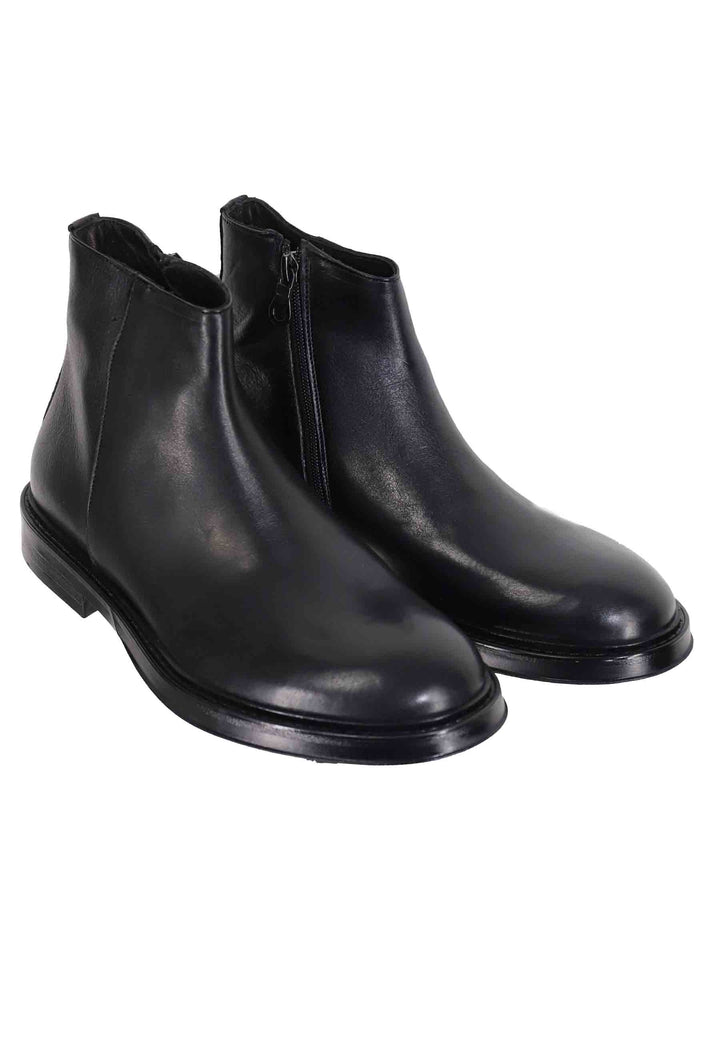 Spatarella Stivaletti uomo in pelle nera con zip laterale e suola in gomma Super sconto