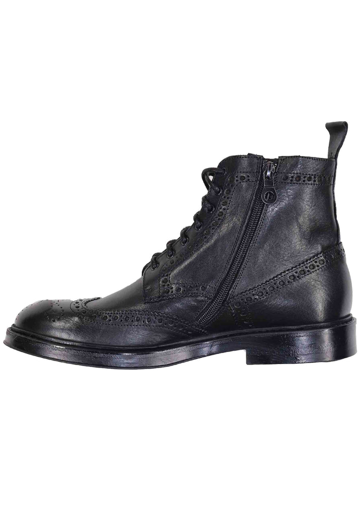 Spatarella Stivaletti stringati uomo in pelle nero con impunture e suola in gomma 50% di sconto con spedizione gratuita