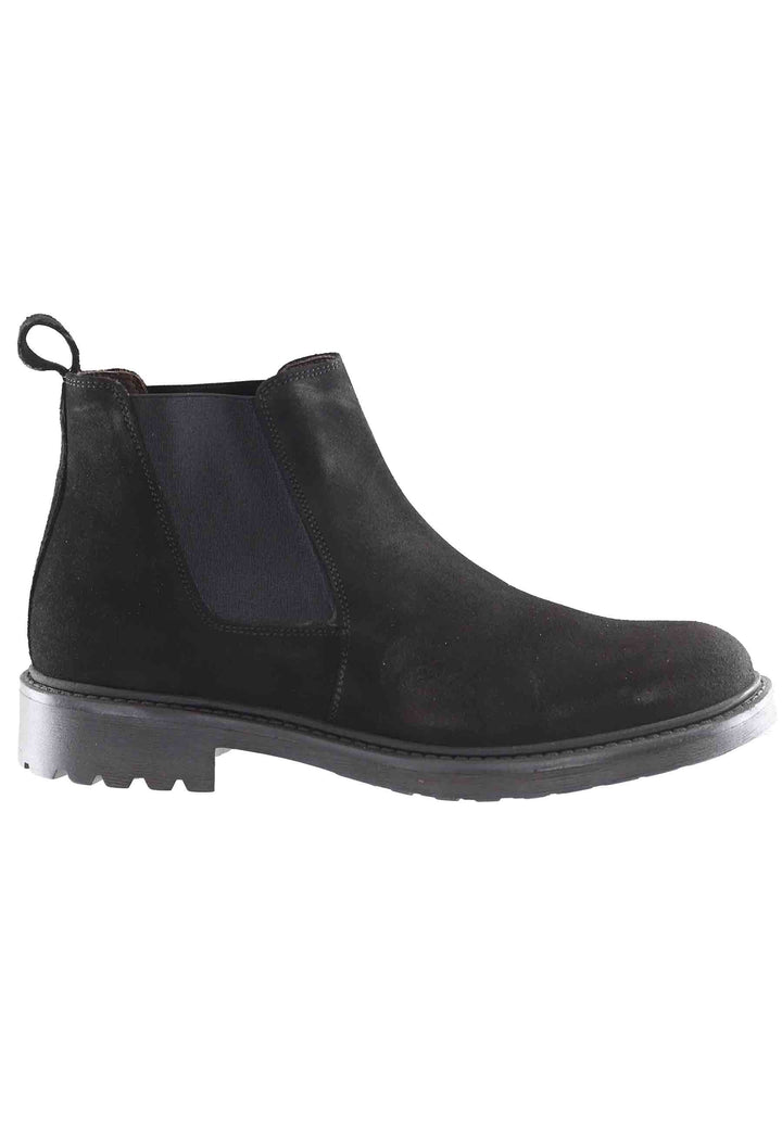 Spatarella Stivaletti chelsea boot uomo in camsocio nero con suola carrarmato In vendita