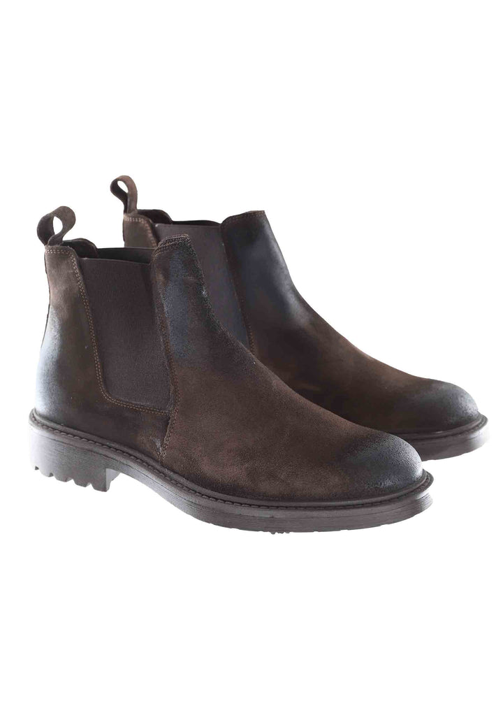 Spatarella Stivaletti chelsea boot uomo in camoscio testa di moro con suola carrarmato Duty-free