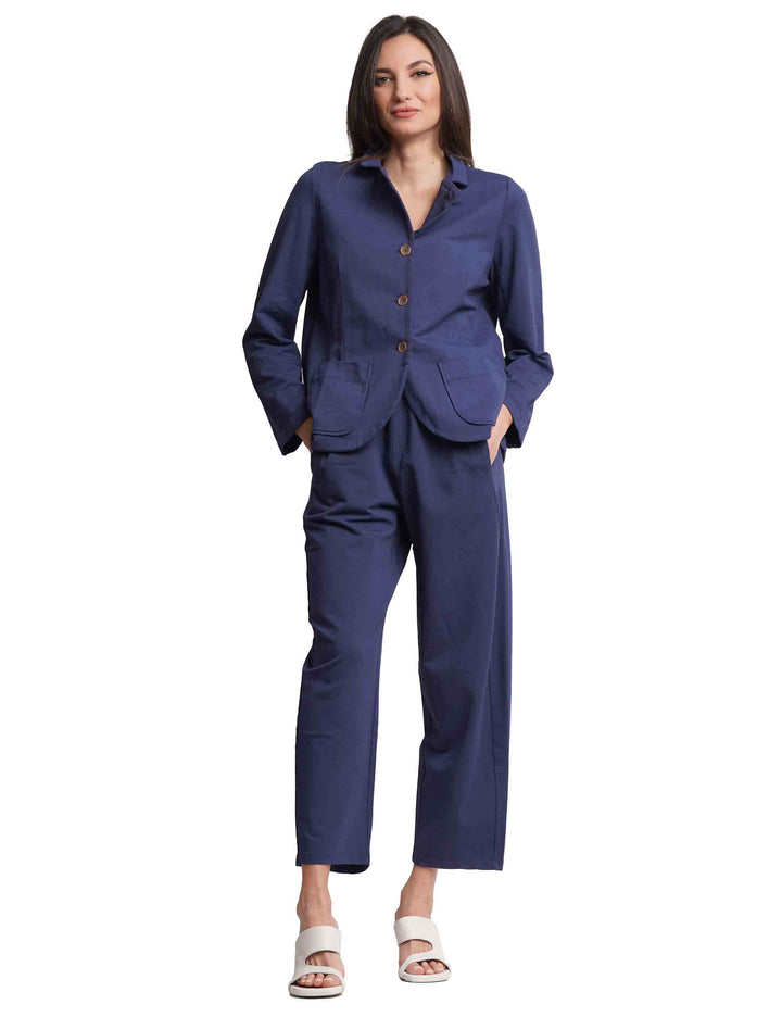 Spatarella Giacche sportive donna maniche lunghe in cotone blu 2025