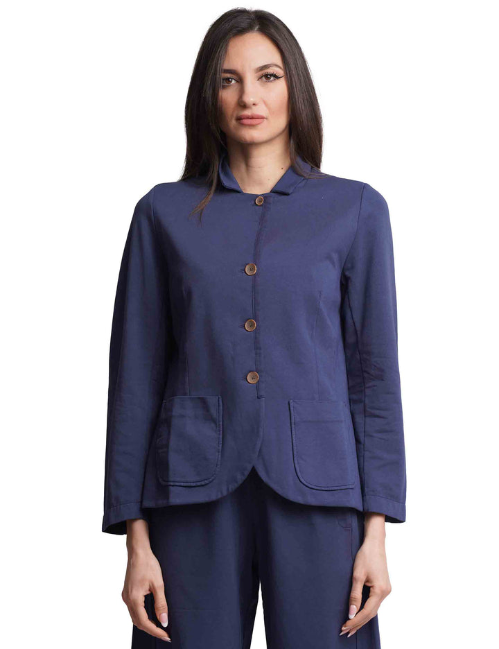 Spatarella Giacche sportive donna maniche lunghe in cotone blu 2025