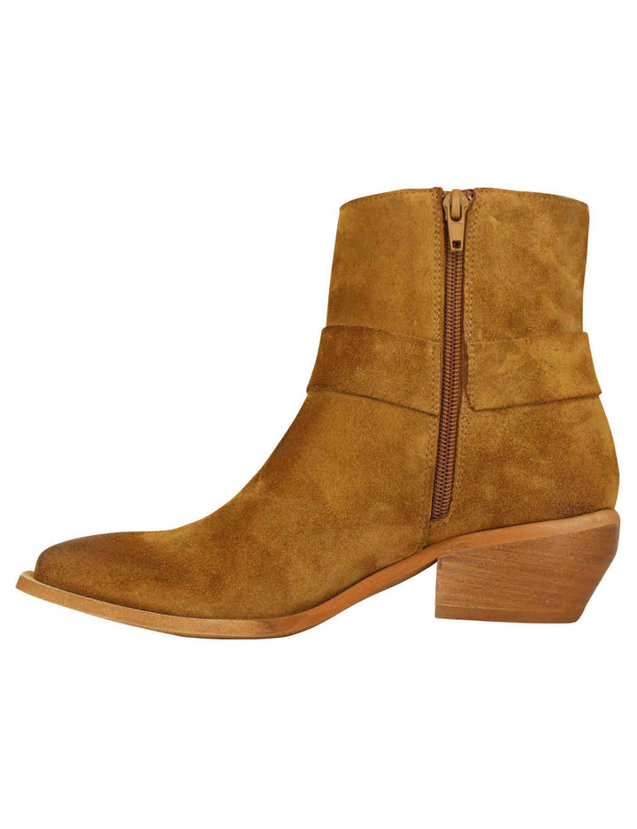 Spatarella Stivaletti texani donna in camoscio cuoio vintage con accessorio laterale Vendita