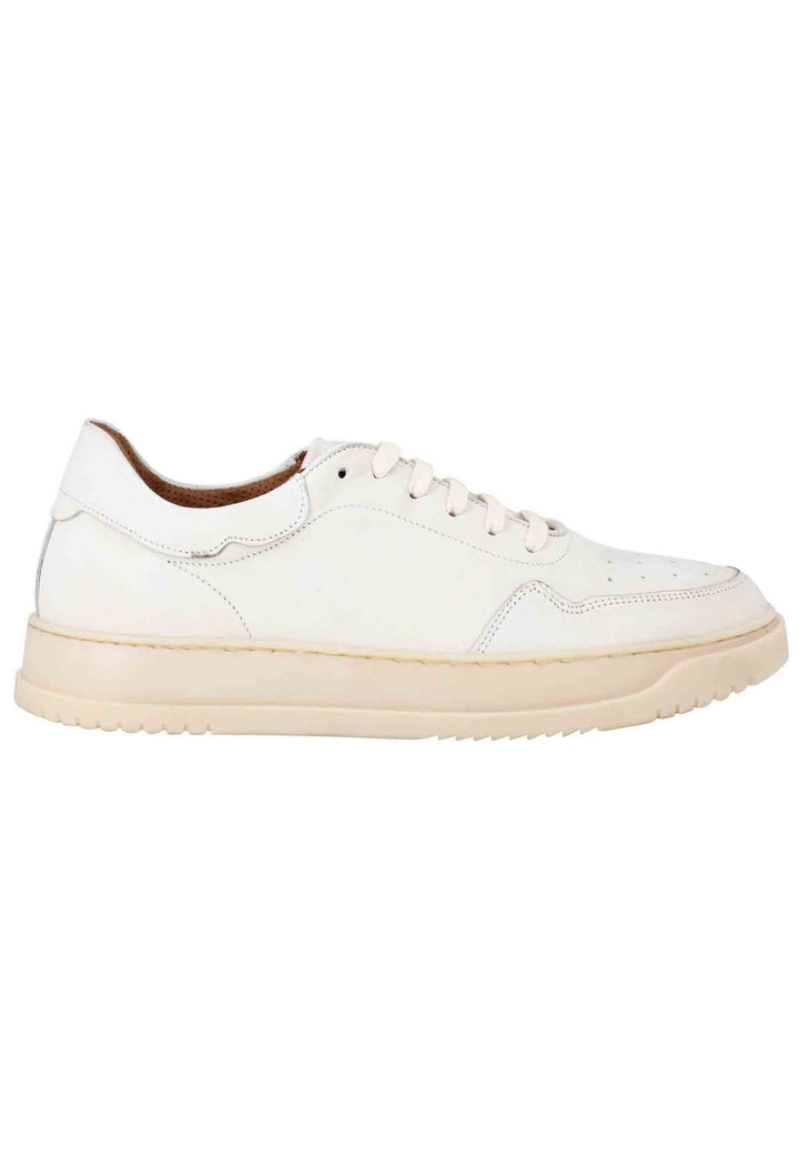 Spatarella Sneakers uomo in pelle vintage off white con suola in gomma cucita Sconto
