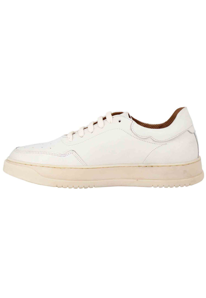 Spatarella Sneakers uomo in pelle vintage off white con suola in gomma cucita Sconto