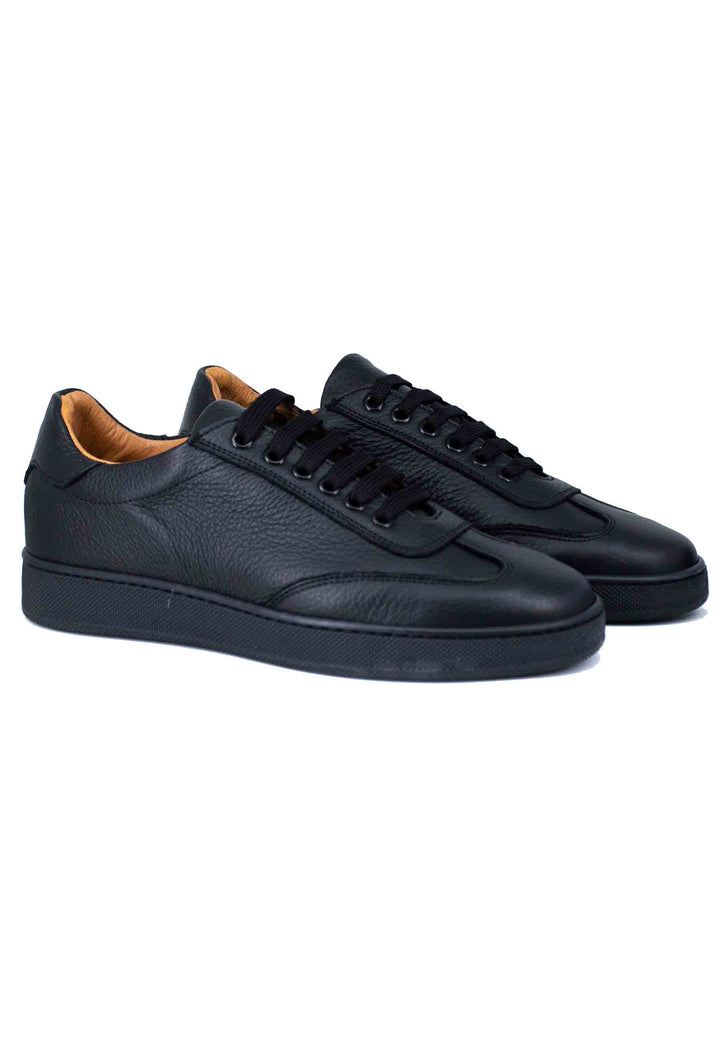 Spatarella Sneakers uomo in pelle martellata nera Economico