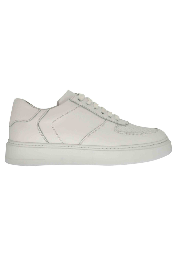 Spatarella Sneakers uomo in pelle bianca con cuciture e fondo in gomma In Vendita