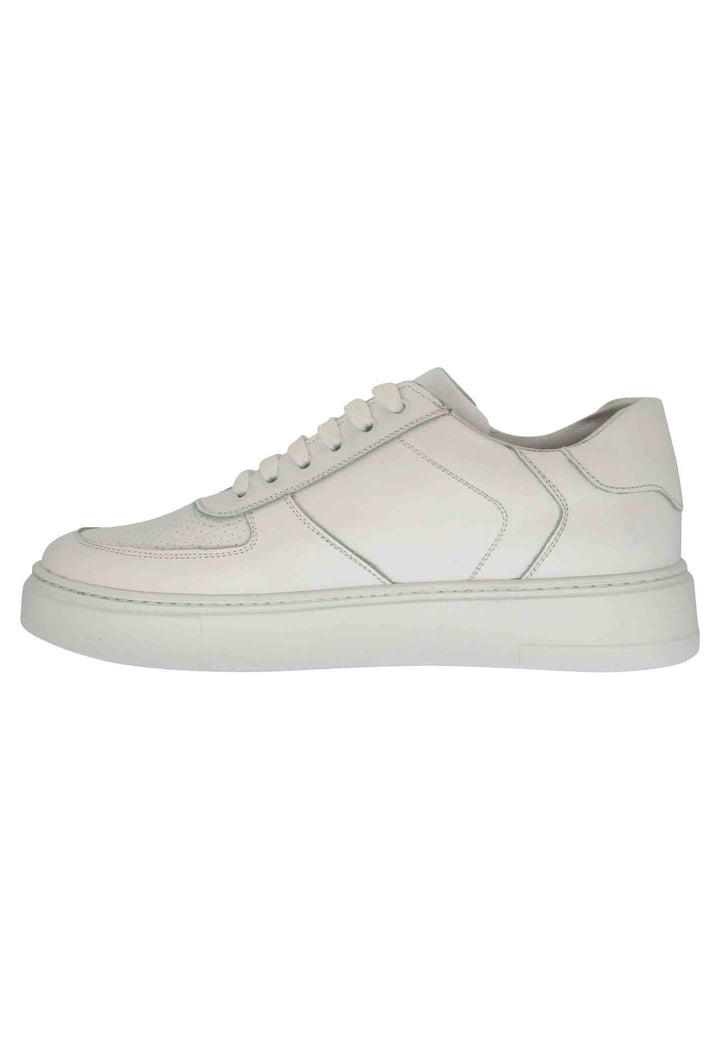 Spatarella Sneakers uomo in pelle bianca con cuciture e fondo in gomma In Vendita