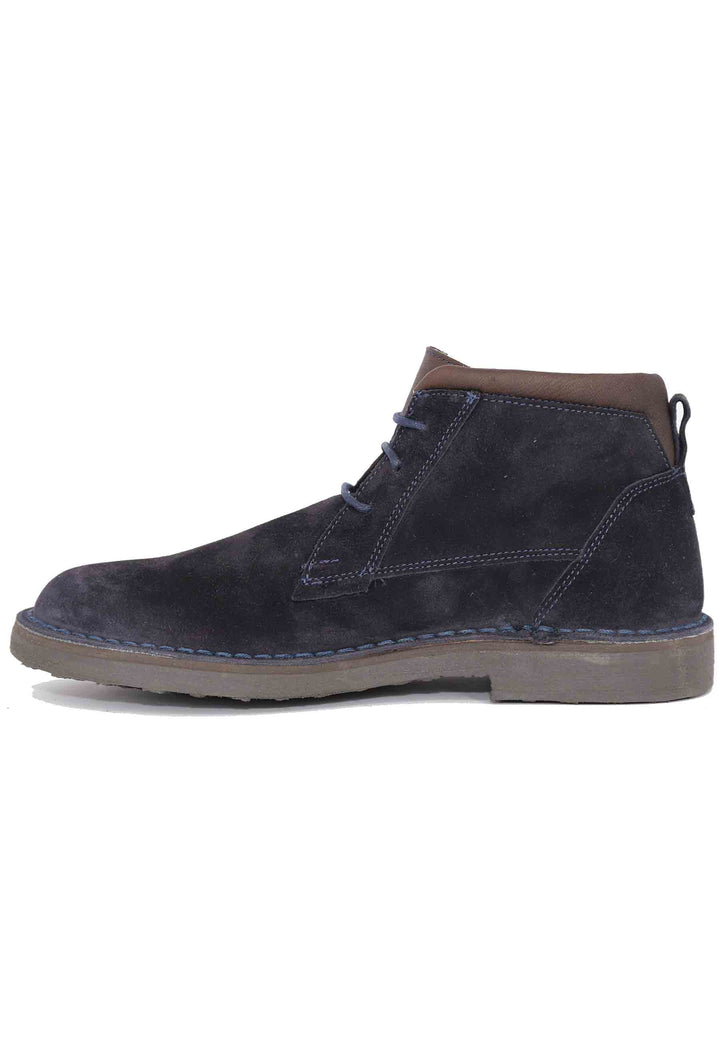 Spatarella Sivaletti polacchine stringate uomo in camoscio blu con suola in gomma Vendita Calda