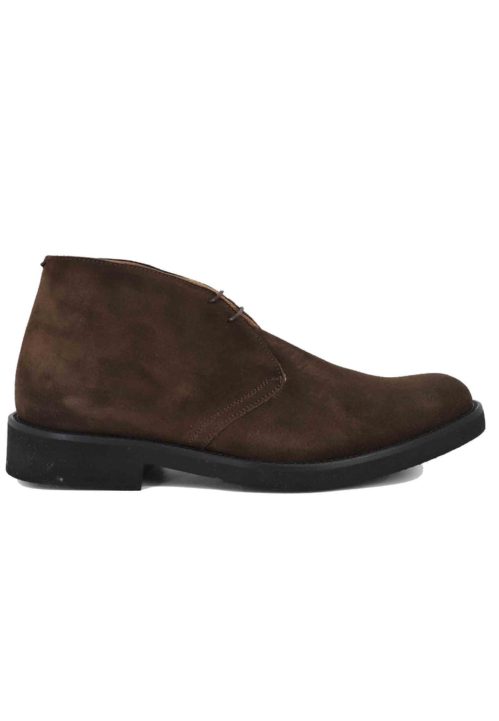 Spatarella Polacchine uomo in camoscio testa di moro con suola in gomma ultra leggera Saldi Di Fabbrica