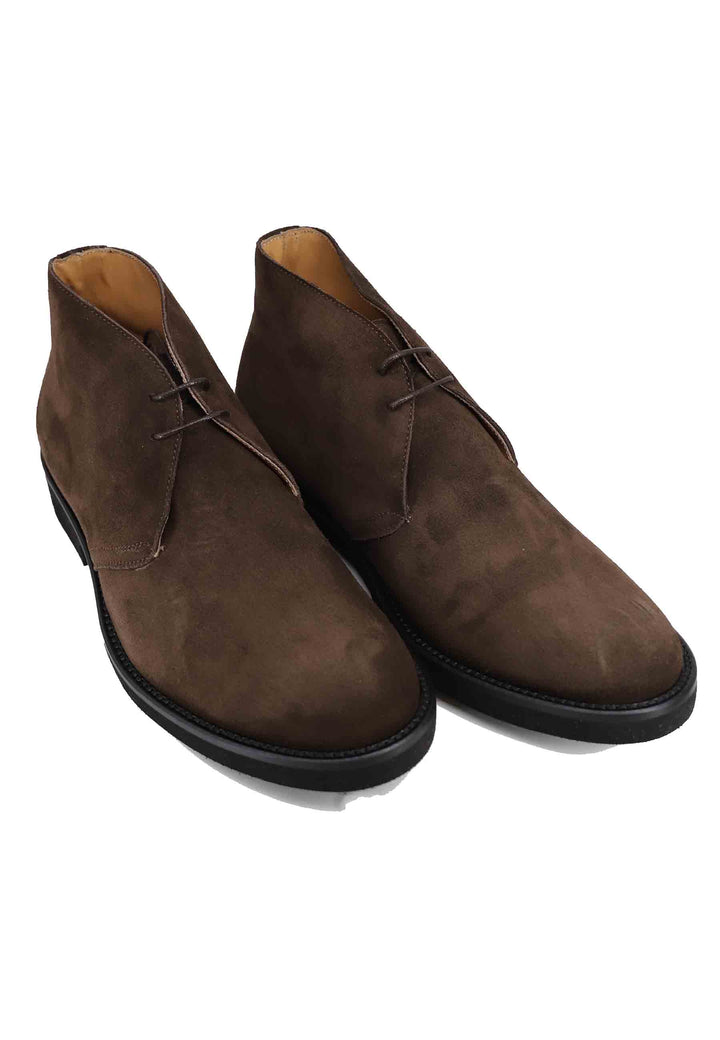 Spatarella Polacchine uomo in camoscio testa di moro con suola in gomma ultra leggera Saldi Di Fabbrica