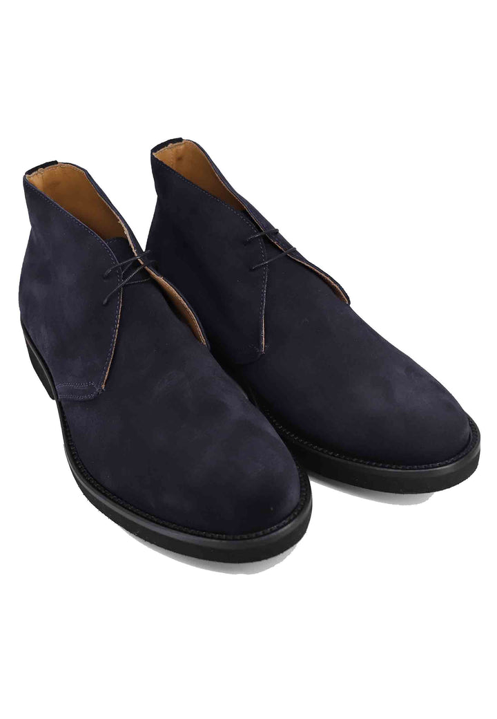 Spatarella Polacchine uomo in camoscio blu con suola in gomma ultra leggera Negozio
