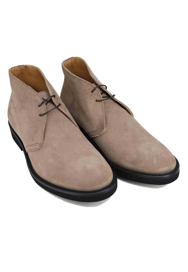Spatarella Polacchine uomo in camoscio beige con suola in gomma ultra leggera In Saldo