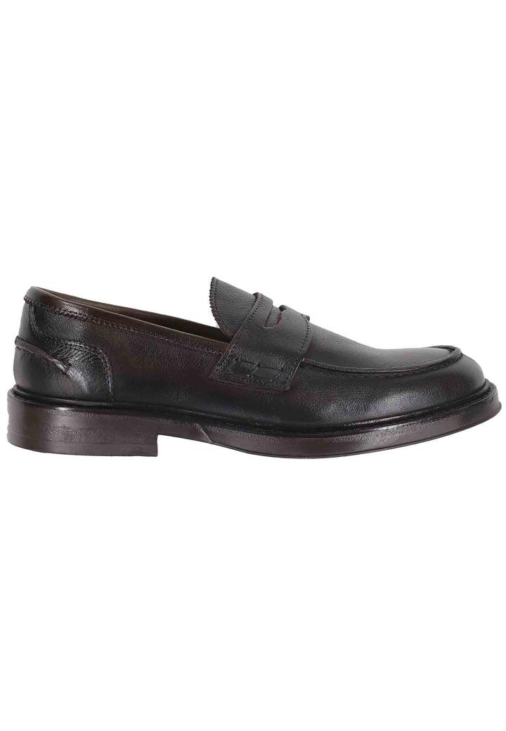 Spatarella Mocassini uomo in pelle testa di moro con suola in gomma Moda