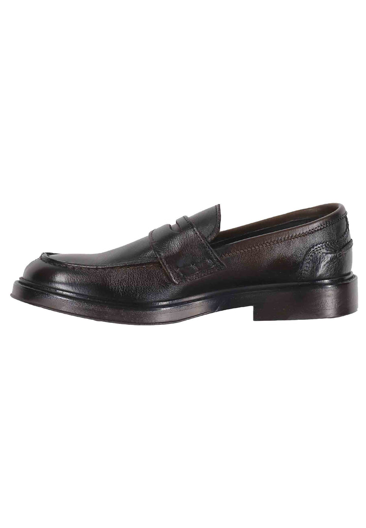 Spatarella Mocassini uomo in pelle testa di moro con suola in gomma Moda