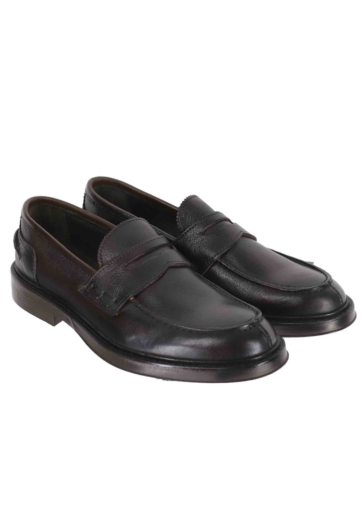 Spatarella Mocassini uomo in pelle testa di moro con suola in gomma Moda