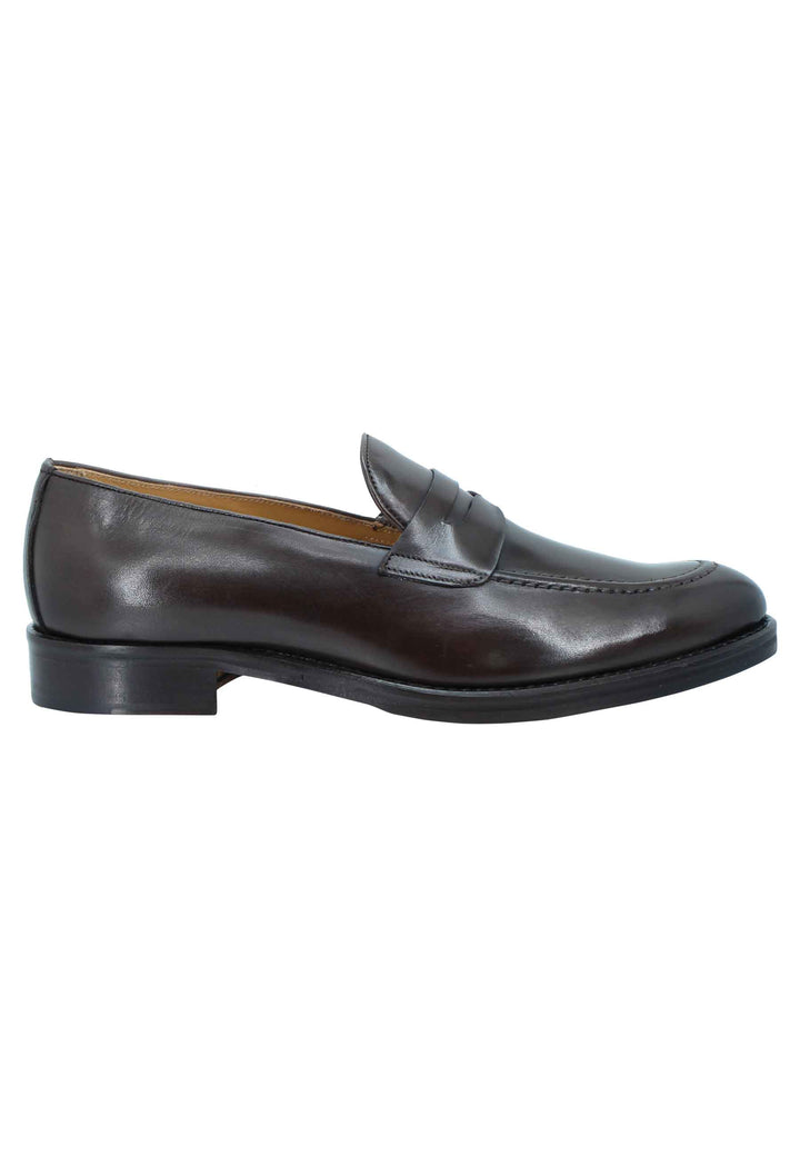 Spatarella Mocassini uomo in pelle testa di moro con punta affusolata e suola in cuoio Sconto di tempo limitato