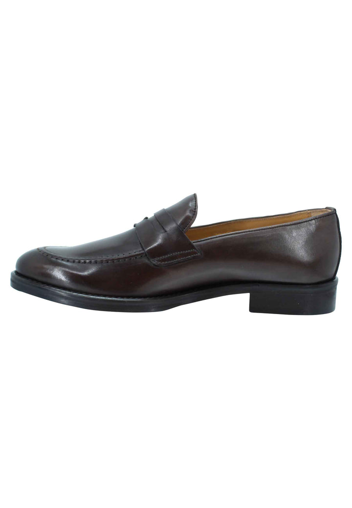 Spatarella Mocassini uomo in pelle testa di moro con punta affusolata e suola in cuoio Sconto di tempo limitato