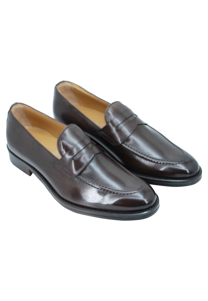 Spatarella Mocassini uomo in pelle testa di moro con punta affusolata e suola in cuoio Sconto di tempo limitato