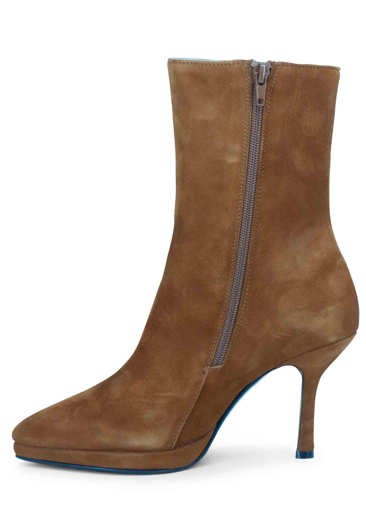 Spatarella Stivaletti donna in camoscio cuoio con tacco e plateau Comprare a buon mercato