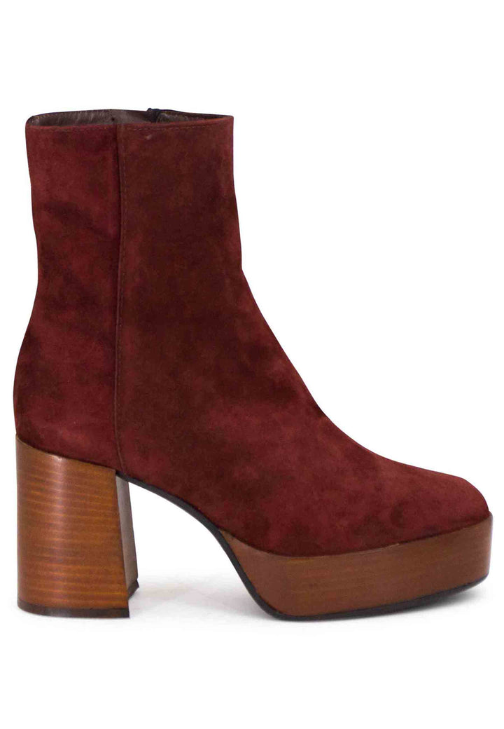Spatarella Stivaletti donna in camoscio mattone con tacco alto e plateau con zip laterale di chiusura Fornitura limitata