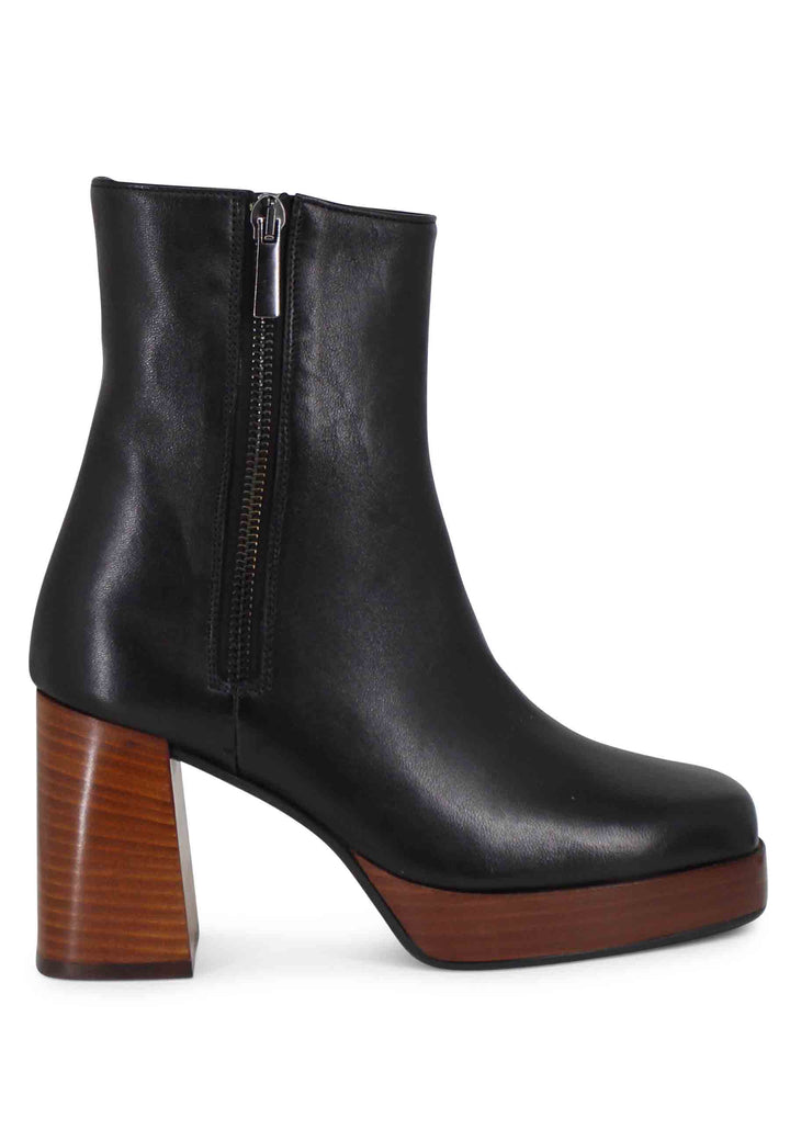 Spatarella Stivaletti donna in pelle nera con tacco alto e plateau con zip esterna Cyber Monday