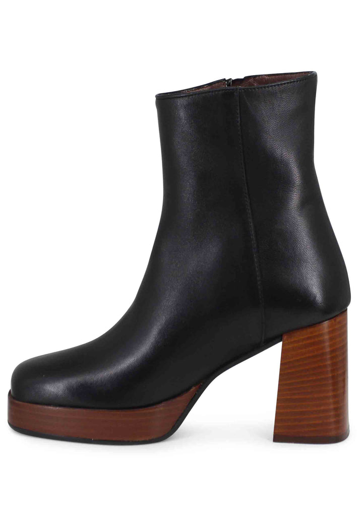 Spatarella Stivaletti donna in pelle nera con tacco alto e plateau con zip esterna Cyber Monday