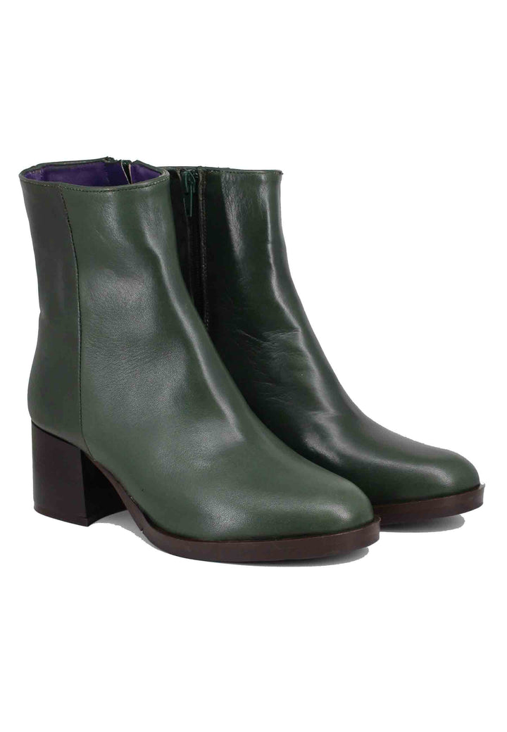 Spatarella Stivaletti donna in pelle verde tacco basso Offerta Anniversario