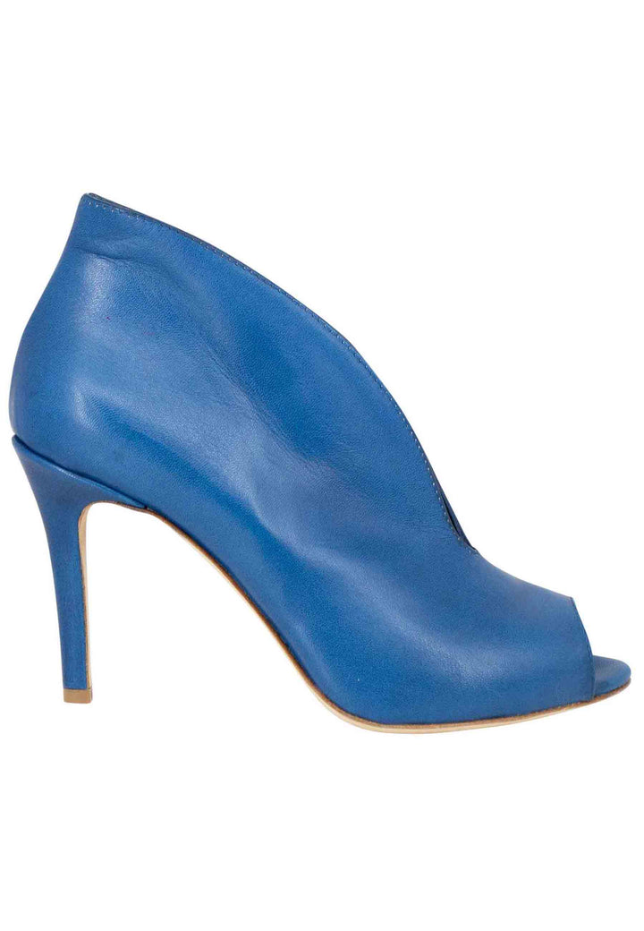 Spatarella Stivaletti open toe donna in pelle blu denim tacco alto Smaltimento dello stoccaggio